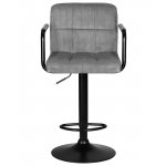 Набор 2 шт Стул барный DOBRIN KRUGER ARM BLACK, серый вельвет (LAR-E2041-25)