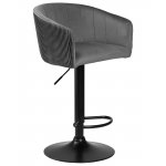 Стул барный DOBRIN DARCY BLACK, серый велюр (1922-19)