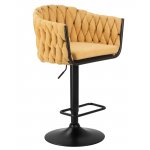 Стул барный DOBRIN LEON, жёлтая ткань (LAR 275-8)