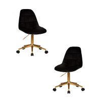 Набор 2 шт Офисное кресло для персонала DOBRIN MONTY GOLD, чёрный велюр (MJ9-101)