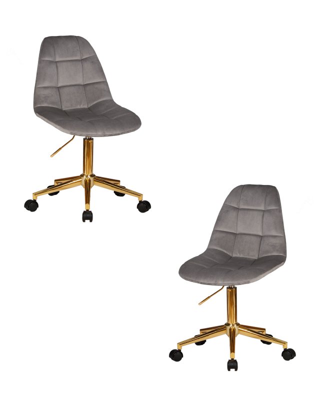 Набор 2 шт Офисное кресло для персонала DOBRIN MONTY GOLD, серый велюр (MJ9-75)