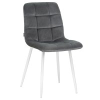 Стул обеденный DOBRIN ALEX, белые ножки, темно-серый велюр V108-91