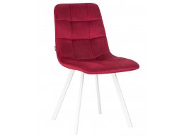 Стул обеденный DOBRIN ALEX SQUARE, белые ножки, бордовый велюр (V108-85)