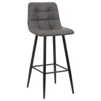 Стул барный DOBRIN NICOLE, черные матовые ножки, серая антрацитовая винтажная экокожа (RU-08)