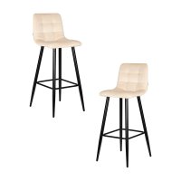 Набор 2 шт Стул барный DOBRIN NICOLE, черные матовые ножки, кремовый велюр (108-113)