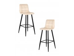 Набор 2 шт Стул барный DOBRIN NICOLE, черные матовые ножки, кремовый велюр (108-113) Набор 2 шт Стул барный DOBRIN NICOLE, черные матовые ножки, кремовый велюр (108-113)