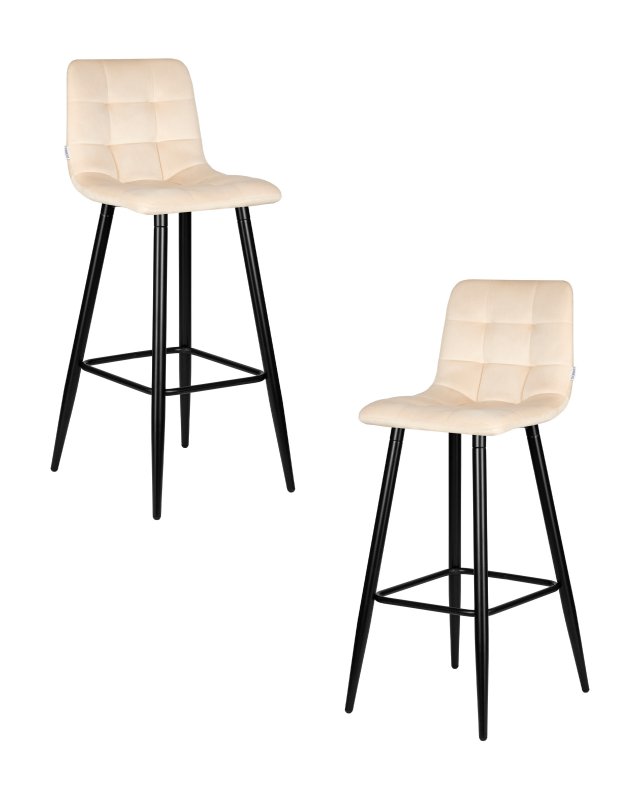 Набор 2 шт Стул барный DOBRIN NICOLE, черные матовые ножки, кремовый велюр (108-113)