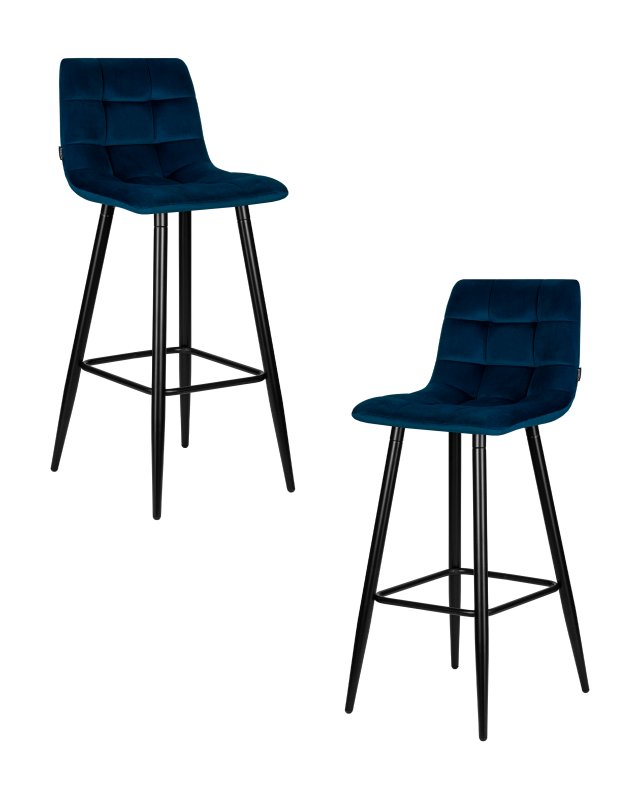 Набор 2 шт Стул барный DOBRIN NICOLE, черные матовые ножки, темно-синий велюр (108-95)