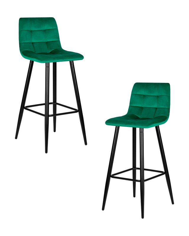 Набор 2 шт Стул барный DOBRIN NICOLE, черные матовые ножки, зелёный велюр (108-64)