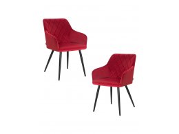 Набор 2 шт Стул обеденный DOBRIN ROBERT, черные матовые ножки, велюр V108-37 Бордовый