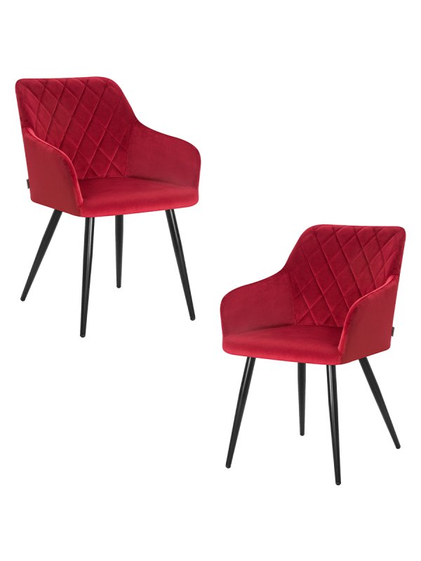 Набор 2 шт Стул обеденный DOBRIN ROBERT, черные матовые ножки, велюр V108-37 Бордовый