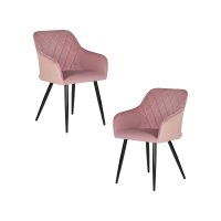 Набор 2 шт Стул обеденный DOBRIN ROBERT, черные матовые ножки, велюр V108-15 Розовый