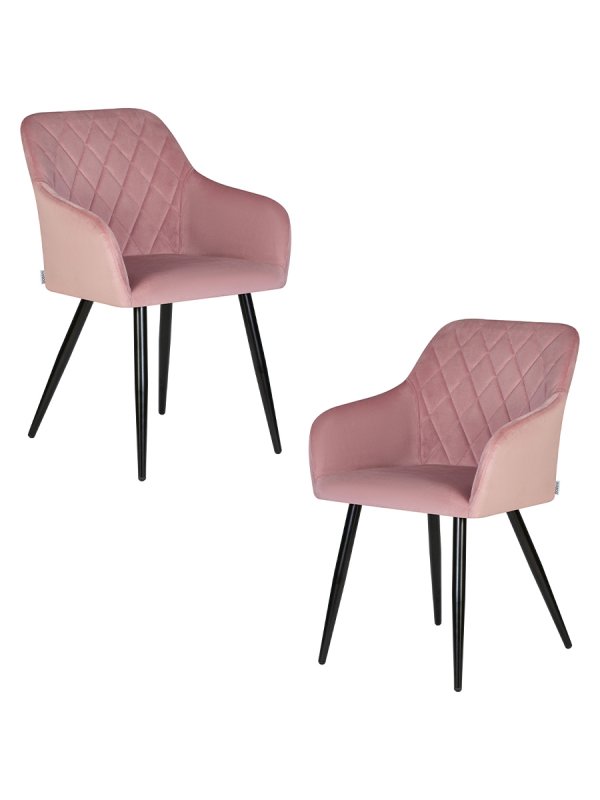 Набор 2 шт Стул обеденный DOBRIN ROBERT, черные матовые ножки, велюр V108-15 Розовый