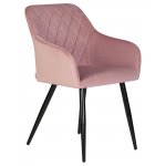 Набор 2 шт Стул обеденный DOBRIN ROBERT, черные матовые ножки, велюр V108-15 Розовый