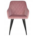 Набор 2 шт Стул обеденный DOBRIN ROBERT, черные матовые ножки, велюр V108-15 Розовый