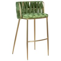 Стул барный DOBRIN EMMA GOLD, зеленый велюр (VF-08)