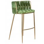 Стул барный DOBRIN EMMA GOLD, зеленый велюр (VF-08)