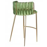 Стул барный DOBRIN EMMA GOLD, зеленый велюр (VF-08)