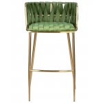 Стул барный DOBRIN EMMA GOLD, зеленый велюр (VF-08)