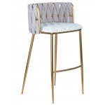 Стул барный DOBRIN EMMA GOLD, белый PU (T-01), белая ткань (F-49) Стул барный DOBRIN EMMA GOLD, белый PU (T-01), белая ткань (F-49)