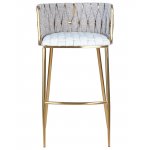 Стул барный DOBRIN EMMA GOLD, белый PU (T-01), белая ткань (F-49) Стул барный DOBRIN EMMA GOLD, белый PU (T-01), белая ткань (F-49)