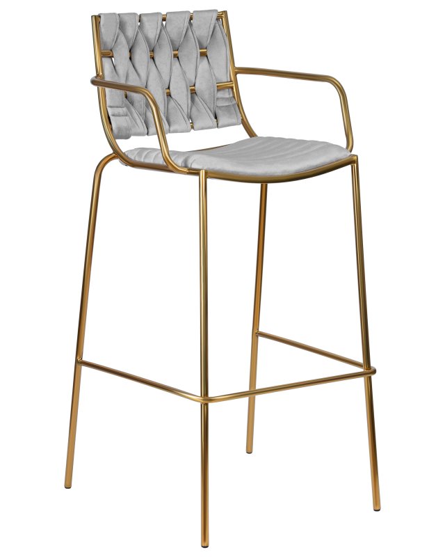 Стул барный DOBRIN MILLER GOLD, светло-серый велюр (135-37) Стул барный DOBRIN MILLER GOLD, светло-серый велюр (135-37)