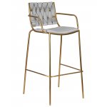 Набор 2 шт Стул барный DOBRIN MILLER GOLD, cветло-серый велюр (135-37)