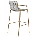 Набор 2 шт Стул барный DOBRIN MILLER GOLD, cветло-серый велюр (135-37)