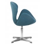 Кресло дизайнерское DOBRIN SWAN, синяя ткань IF6, алюминиевое основание