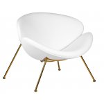 Набор 2 шт Кресло дизайнерское DOBRIN EMILY, белый винил YP17, золотое основание