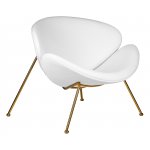 Набор 2 шт Кресло дизайнерское DOBRIN EMILY, белый винил YP17, золотое основание