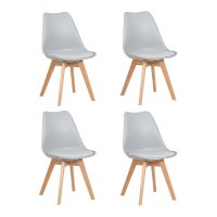 Набор 4 шт Стул обеденный DOBRIN JERRY SOFT, ножки светлый бук, цвет сиденья светло-серый (GR-01)