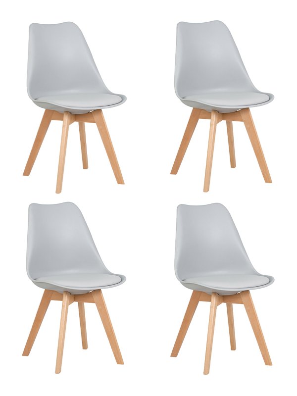 Набор 4 шт Стул обеденный DOBRIN JERRY SOFT, ножки светлый бук, цвет сиденья светло-серый (GR-01)