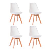 Набор 4 шт Стул обеденный DOBRIN JERRY SOFT, ножки светлый бук, цвет сиденья белый (W-02)