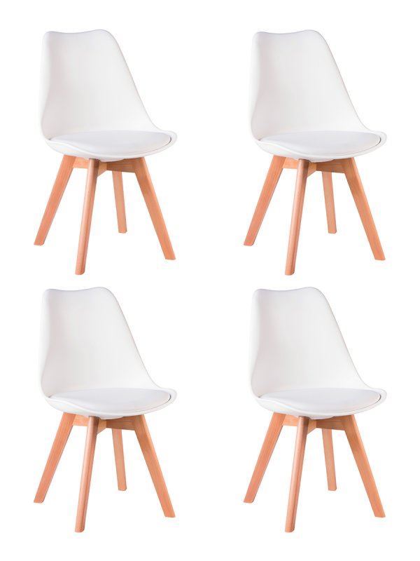 Набор 4 шт Стул обеденный DOBRIN JERRY SOFT, ножки светлый бук, цвет сиденья белый (W-02)