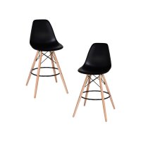 Набор 2 шт Стул барный DOBRIN DSW BAR, ножки светлый бук, цвет сиденья чёрный (B-03)