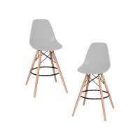Набор 2 шт Стул барный DOBRIN DSW BAR, ножки светлый бук, цвет сиденья светло-серый (GR-01)