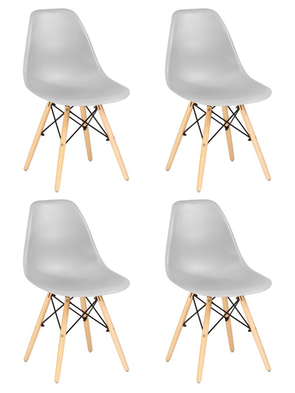 Набор 4 шт Стул обеденный DOBRIN DSW, ножки светлый бук, цвет светло-серый (GR-01)