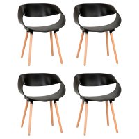 Набор 4 шт Стул обеденный DOBRIN ALIEN, ножки светлый бук, цвет чёрный (B-03)