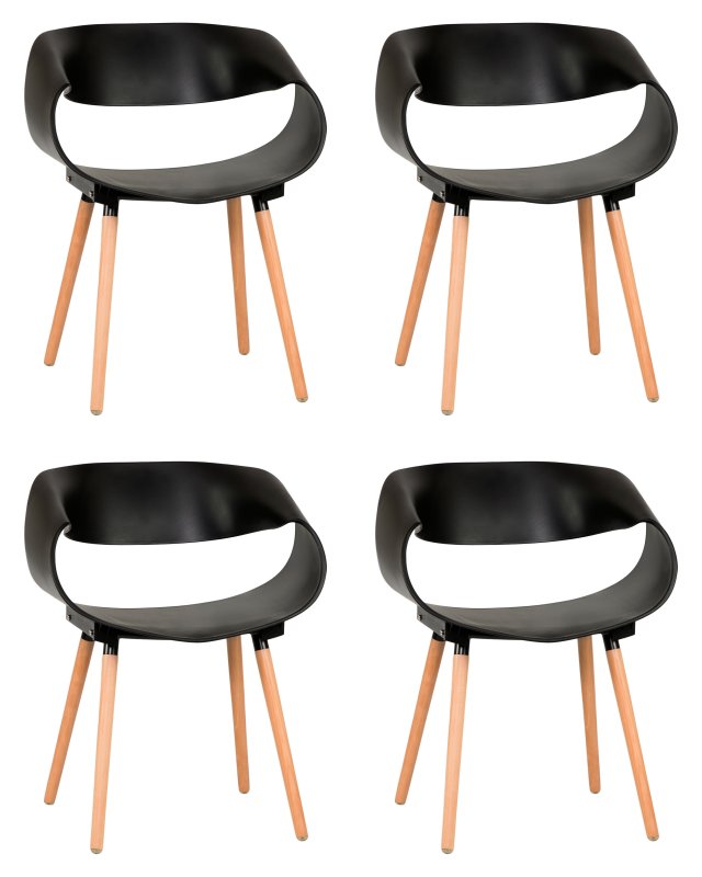 Набор 4 шт Стул обеденный DOBRIN ALIEN, ножки светлый бук, цвет чёрный (B-03)