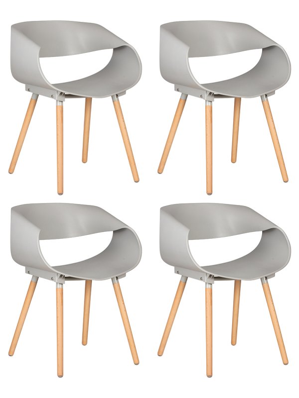 Набор 4 шт Стул обеденный DOBRIN ALIEN, ножки светлый бук, цвет светло-серый (GR-01)