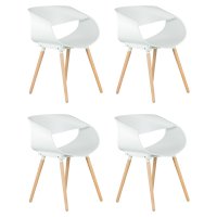 Набор 4 шт Стул обеденный DOBRIN ALIEN, ножки светлый бук, цвет белый (W-02)