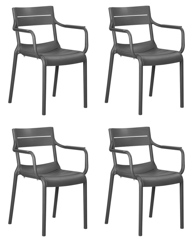 Набор 4 шт Стул обеденный DOBRIN TIM ARM, темно-серый (GR-04)