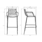 Набор 2 шт Стул барный DOBRIN MILLER GOLD, cветло-серый велюр (135-37)