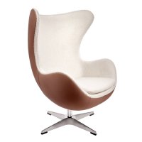 Кресло EGG STYLE CHAIR коричневый, белый, экокожа Кресло EGG STYLE CHAIR коричневый, белый, экокожа