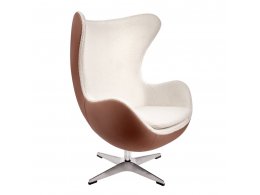 Кресло EGG STYLE CHAIR коричневый, белый, экокожа
