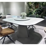 Стол RUBEN 132 TL-109 Серый мрамор, испанская керамика, стекло / Латте, ®DISAUR