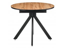 Стол Rudolf круглый раскладной 90-120x90x75см, Дуб Вотан, чёрный