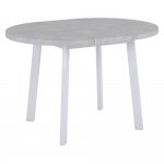 Стол Next круглый раскладной 100-130x100x76,5см, Бетон Лайт, белый