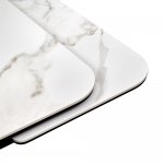 Стол Arthur раскладной 120-184x80x75см, керамогранит белый мрамор Greys White, чёрный Стол Arthur раскладной 120-184x80x75см, керамогранит белый мрамор Greys White, чёрный